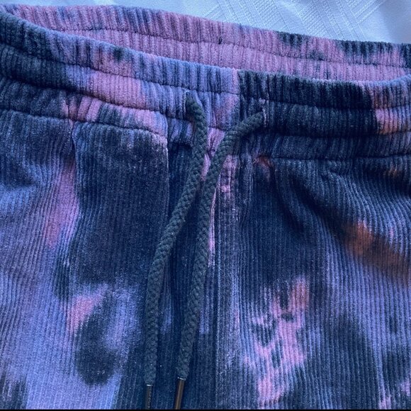 Purple Black Tie-Dye Corduroy Jogger Pants XS 100% Cotton (Teddy Fresh) - Picture 3 of 12